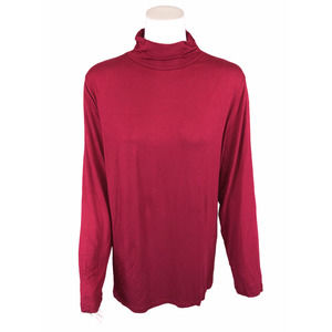 BROOKE SHIELDS Timeless Long Sleeves Cinched Mock Neck Knit Top Berry 2X Size